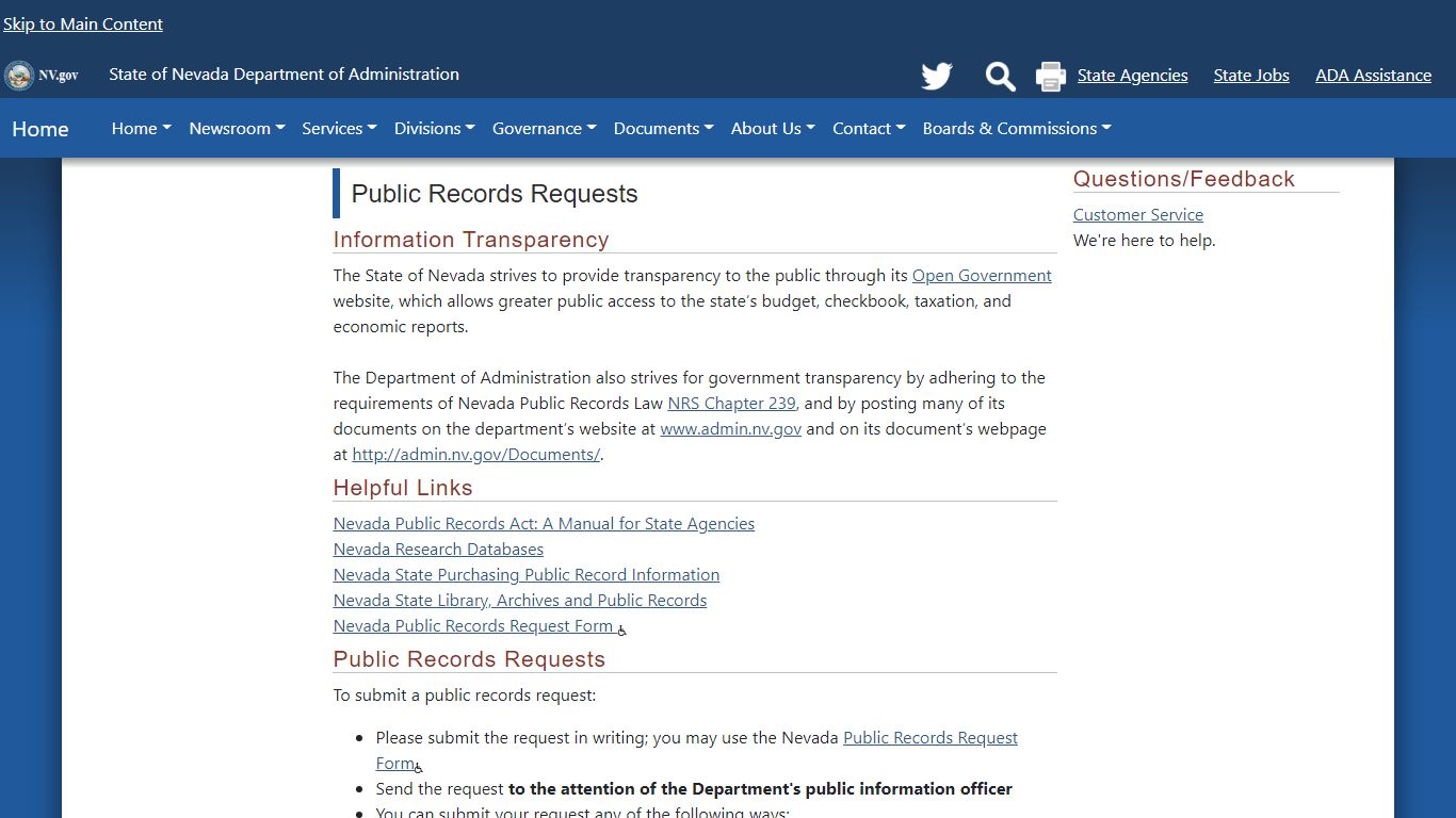Public Records Requests - Nevada